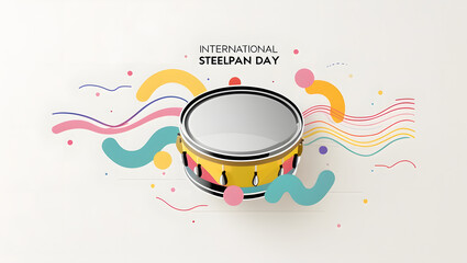 Modern Steel Drum Illustration with International Steelpan Day Typography