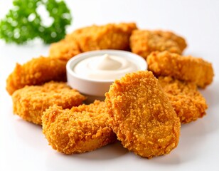 Crispy Chicken Nuggets with Barbecue Dipping Sauce | Gourmet Fast Food Photography 