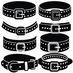 Fototapeta premium Belt & Buckle Silhouettes - Fashion Accessory Vector Set
