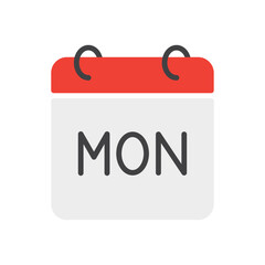 Monday calendar icon. Day of week symbol. Date sign. Vector illustration. Flat design. Editable stroke.