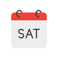 Saturday calendar icon. Day of week symbol. Date sign. Vector illustration. Flat design. Editable stroke.