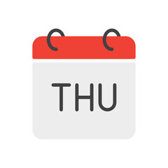 Thursday calendar icon. Day of week symbol. Date sign. Vector illustration. Flat design. Editable stroke.