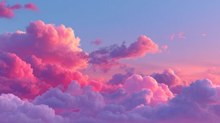 Stunning pink and purple clouds at sunset  dreamlike serene atmosphere for peaceful contemplation