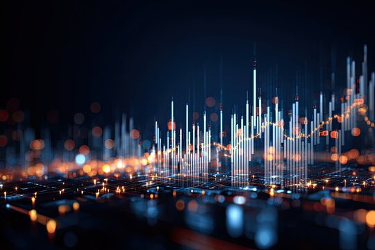 Abstract cityscape of data visualization - Powered by Adobe