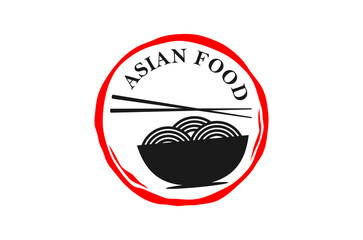 Bowl of noodles and chopsticks logo design, perfect for an Asian restaurant or food business. Vector illustration.