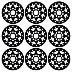 Tribal Round Mandala Pattern Icons, Vector Set