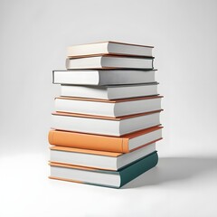"Multicolored Books Arranged in a Tall Stack"