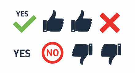 Obraz premium Thumbs Up and Down Icons – Feedback and Review Symbols