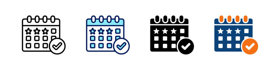 Event Schedule All In One Icon Multi Styles Vector Set