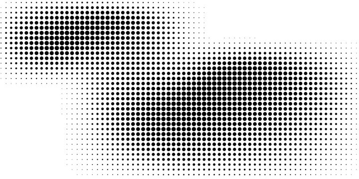 Grunge halftone gradient background. Faded grit noise texture. White and black sand wallpaper. Retro pixelated backdrop. Anime or manga style comic overlay. Vector graphic design textured template