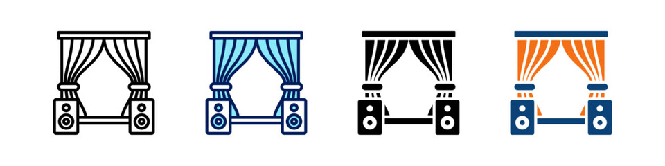 Stage All In One Icon Multi Styles Vector Set