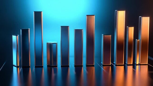 Dynamic Data Visualization:  Metallic Bar Graph Evolution