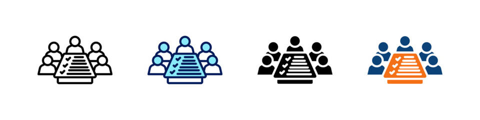 Business Meeting All In One Icon Multi Styles Vector Set