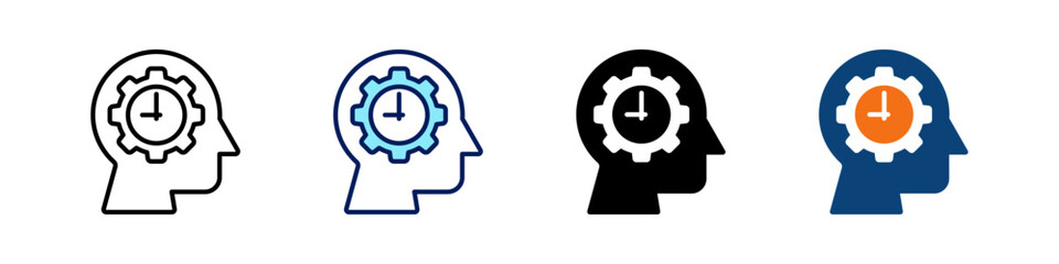 Time Management All In One Icon Multi Styles Vector Set