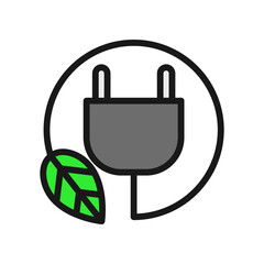 Eco-Friendly Energy Plug with Green Leaf Icon for Sustainability Concepts