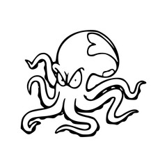 angry octopus cartoon vector
