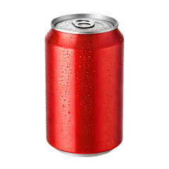 Blank red aluminum can isolated on white or transparent background