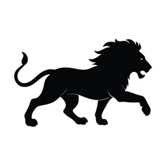 running lion vector silhouette