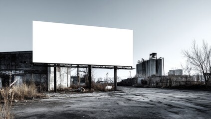 Fototapeta premium Blank billboard in a desolate industrial area