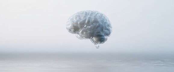 Floating, translucent brain against a muted backdrop