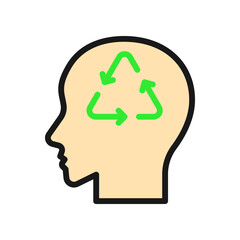 Conceptual Illustration of Recycling Symbol Inside Human Head Profile