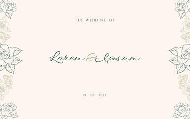 Hand Drawn Rose Floral The Wedding Of Template