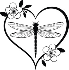 Dragonfly Heart Svg, Dragonfly Love Svg