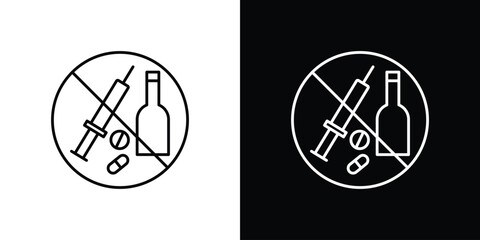 No drugs or alcohol signs Simple Set. Vector icons for graphic design template.