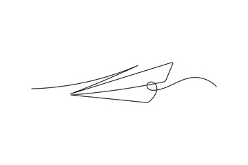 Continuous line drawing of a paper airplane icon
