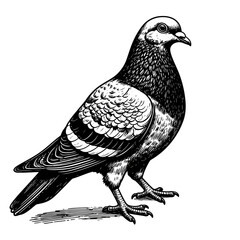 Fototapeta premium Detailed Engraved Illustration of a Pigeon