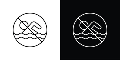 No swimming signs Simple Set. Vector icons for graphic design template.