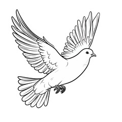 Obraz premium Elegant Dove in Flight: Detailed Black and White Line Art Illustration