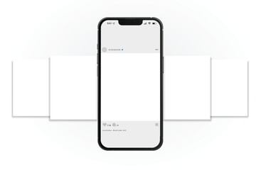 Post feed frame mockup with smartphone phone mock up template design, social media carousel post template