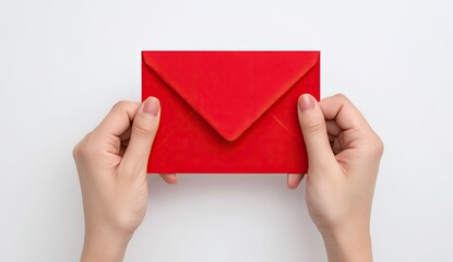 Fototapeta premium Red envelope held by hands (5)