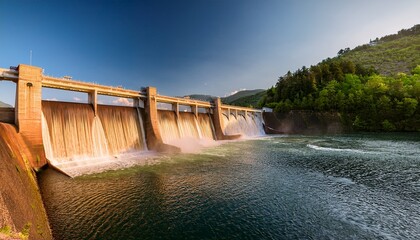 a close up of a hydroelectric dam showcasing the power of flowing water harnessed for clean energy