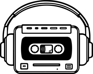 Obraz premium Retro Cassette Vibes with Headphones