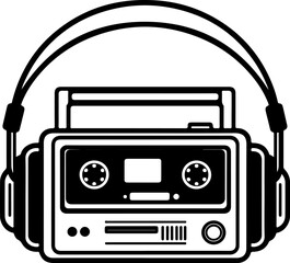 Retro Cassette Vibes with Headphones"