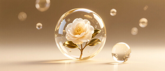 Camellia skin care products effective ingredients molecule concept diagram