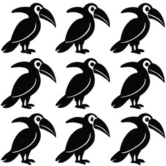 Fototapeta premium Black and White Toucan Bird Set