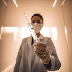 Doctor Holding Syringe in Medical Setting