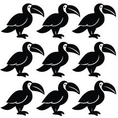 Black and White Toucan Bird Set