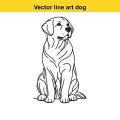 Fototapeta premium vector line art dog sitting.