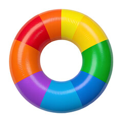 Obraz premium Brightly colored inflatable swim ring with multiple sections isolated on transparent background