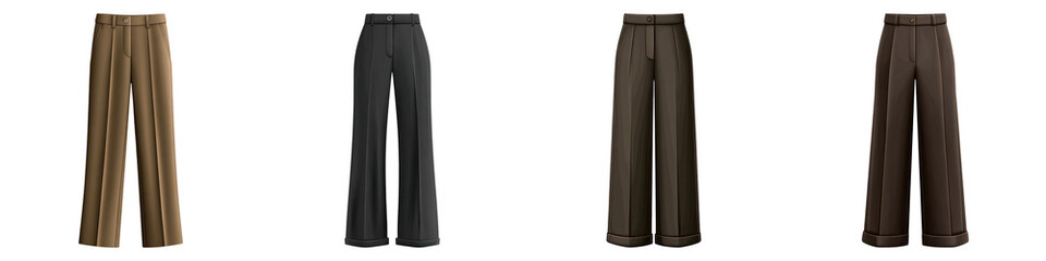 Wide leg high waist pants brown and black colors with belt loops and button closure, perfect for professional and minimalist