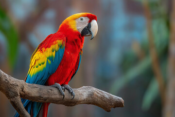 Obraz premium Colorful macaw perched on a tropical tree branch