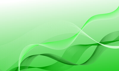 green light smooth lines wave curves with soft gradient abstract background
