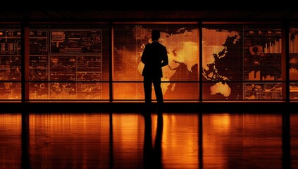 Man contemplates global data