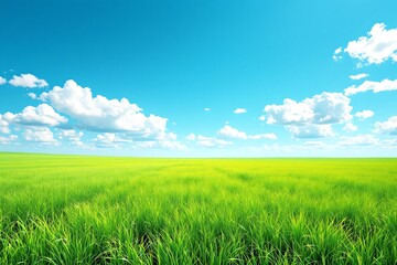 Obraz premium Endless Green Field Under Azure Sky Natural Beauty Scenery Peace