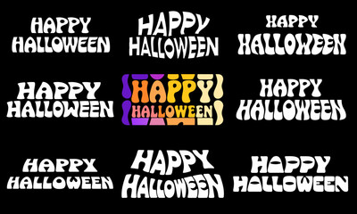 Collection of nine Happy Halloween typographic designs in vector format