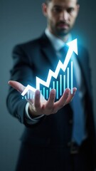 The 2025 new year business goals concept. Businessman touching increase arrow graph company future growth 2025. Business plan target strategy, Planning and challenge business strategy startup.